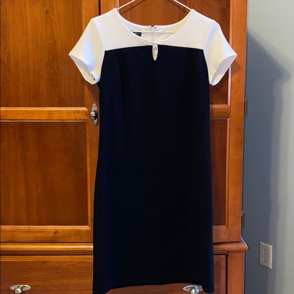 Talbots Black and Cream Color Block Dress 2P